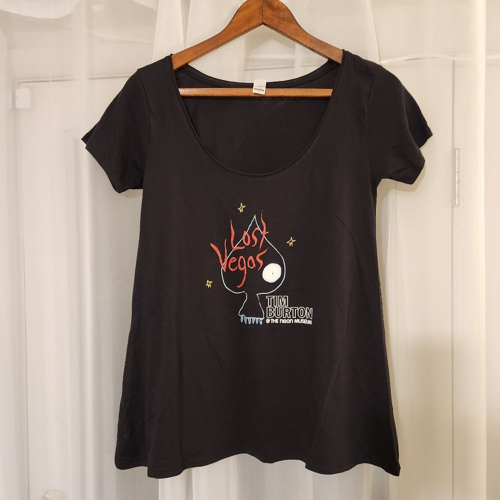 NEW Tim Burton's "Lost Vegas" Scoop Neck Logo T-Shirt (Ladies L) - Neon Museum